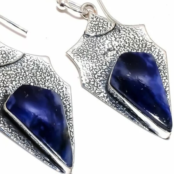 Sodalite sterling silver earrings - Picture 2 of 2